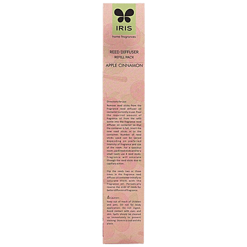 Iris Apple Cinnamon Reed Diffuser Refill Set - 100 ml diffuser oil, 16 Rattan reeds, 2 pcs  
