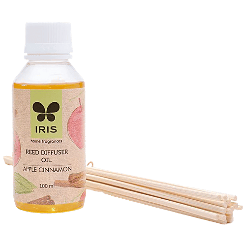 Iris Apple Cinnamon Reed Diffuser Refill Set - 100 ml diffuser oil, 16 Rattan reeds, 2 pcs  