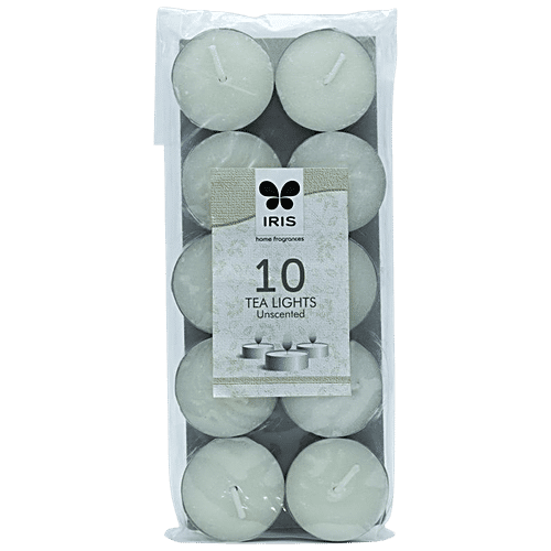 Iris Tealights Wax Candle Set Unscented, 10 g (Set of 24) 