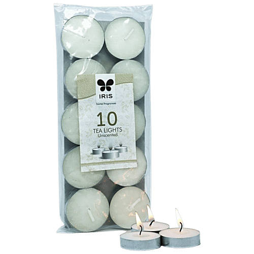 Iris Tealights Wax Candle Set Unscented, 10 g (Set of 24) 