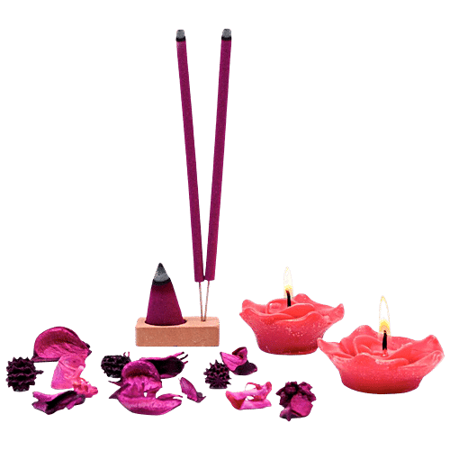 Buy IRIS Rose Fragrance Gift Set Potpourri Holder Cones Candles Online