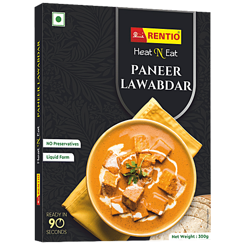 RENTIO Heat N Eat - Paneer Lawabdar, Ready To Use, No Preservatives, Rich & Authentic Flavours, 300 g  