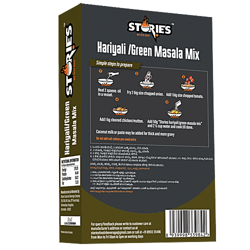 Stories Hariyali Masala Green Curry Mix - Roasted, Aromatic Spices Blend, No Artificial Flavours, 50 g  