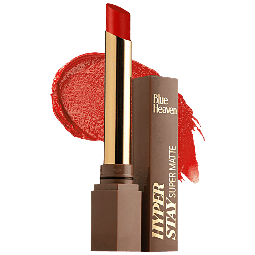 Blue Heaven Hyperstay Super Matte Lipstick - Non-transferable Formula, Long Lasting Stay, 2.2 g Tomato Red, 704