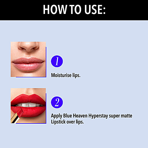 Blue Heaven Hyperstay Super Matte Lipstick - Non-transferable Formula, Long Lasting Stay, 2.2 g Tomato Red, 704