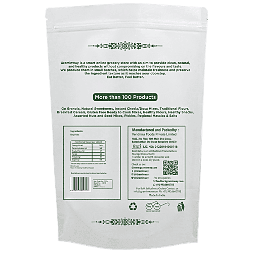 Graminway Ragi Atta /Finger Millet Flour - Gluten Free, Healthy , Fibre Rich, For Sweet & Savoury Recipes, 500 g  