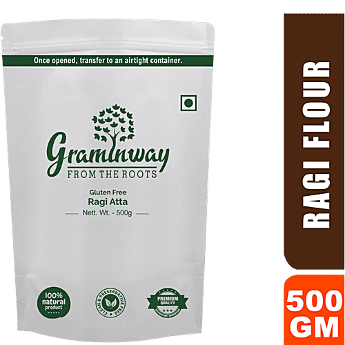 Graminway Ragi Atta /Finger Millet Flour - Gluten Free, Healthy , Fibre Rich, For Sweet & Savoury Recipes, 500 g  