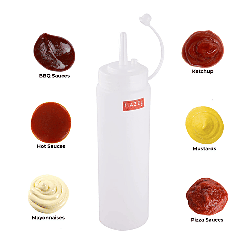 Hazel Squeeze Bottle/Sauce Dispenser With Cap - Easy To Use, Leakproof, 760 ml  