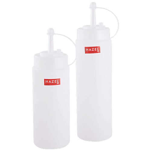 Hazel Squeeze Bottle/Sauce Dispenser Set With Cap - Easy To Use, Leakproof, 2 pcs  