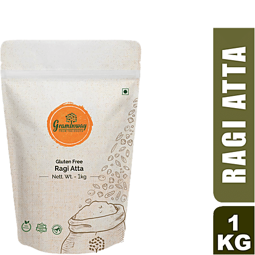 Graminway Ragi Atta /Finger Millet Flour - Gluten Free, Healthy , Fibre Rich, For Sweet & Savoury Recipes, 1 kg  