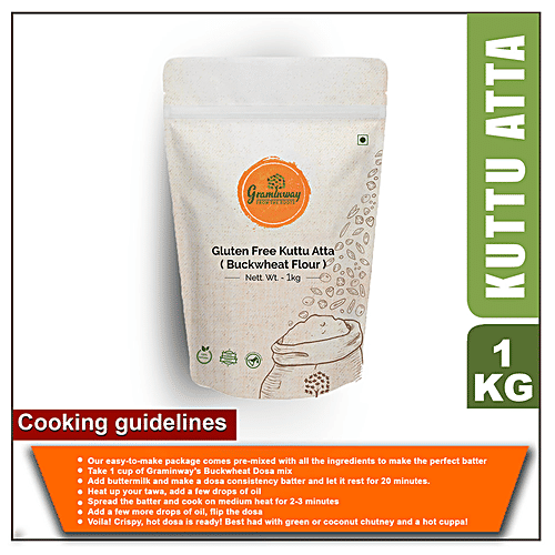 Graminway Kuttu Atta / Buckwheat Flour - Healthy Alternative To Wheat Flour, For Chapatis, Parantha, Puri, 1 kg  Healthy Alternative
 Gluten-Free