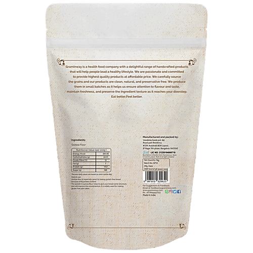 Graminway Quinoa Flour - Gluten Free, Dietary Fibre, Protein Rich, Healthy Alternative For Breads, Chapati, 1 kg  Gluten Free
 Dietary Fibre
 Protein Rich