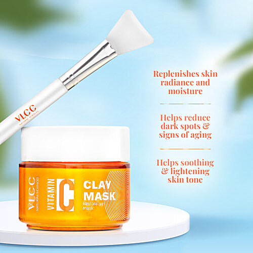 VLCC Vitamin C Clay Mask Restorative Clay Mask With Vitamin C & Hyaluronic Acid, 100 g  