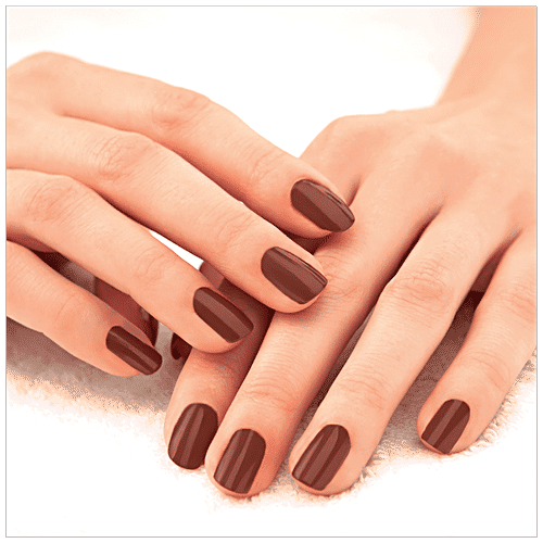 Lakme 9To5 Primer + Gloss Nail Colour, 6 ml Brown Latte Quick Drying Nail Colour, Intense Glossy Shine, Long Lasting Colour