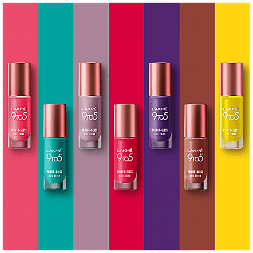 Lakme 9To5 Primer + Gloss Nail Colour, 6 ml Brown Latte Quick Drying Nail Colour, Intense Glossy Shine, Long Lasting Colour