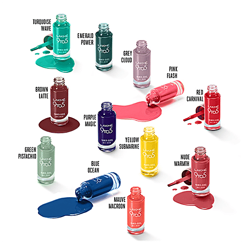 Lakme 9To5 Primer + Gloss Nail Colour, 6 ml Brown Latte Quick Drying Nail Colour, Intense Glossy Shine, Long Lasting Colour