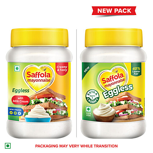 Saffola Eggless Mayonnaise, 250 g Jar Extra Creamy & Tasty, Veg Mayonnaise for sandwich | wraps | pastas | burgers & a dip