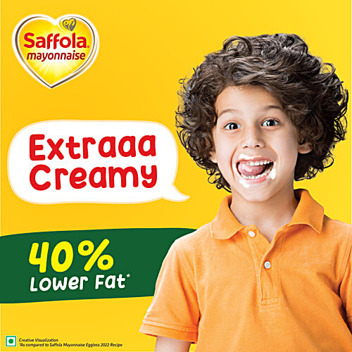 Saffola Eggless Mayonnaise, 250 g Jar Extra Creamy & Tasty, Veg Mayonnaise for sandwich | wraps | pastas | burgers & a dip