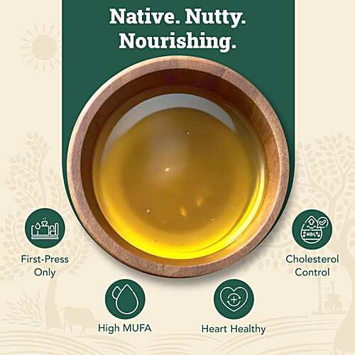 Anveshan Wood Cold Pressed Groundnut/Peanut Cooking Oil, 5 L  