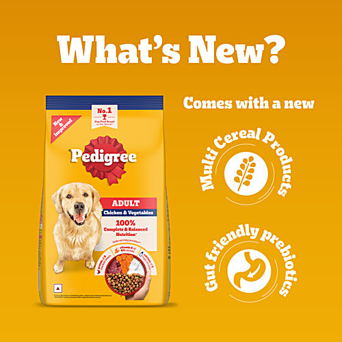 Pedigree Adult Dry Dog Food, Chicken & Vegetables, 20 kg, 3 kg, 100% Complete & Balanced Food for Adult Dogs, 20 kg Healthy Muscles & Bones, Healthy Digestive System, Shinier Coat, High Quality Protein & Calcium