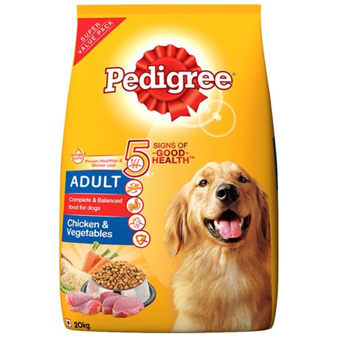Pedigree Adult Dry Dog Food - Chicken & Vegetables, Balanced Nutrition, For Dogs' Overall Health, 20 kg 