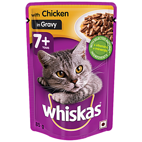 Whiskas Wet Cat Food - Adult Cats ,1+Years, Chicken in Gravy Flavour, Balanced Nutrition, 4 kg (48 packs x 85 g each) Healthy and Tasty
Complete and Balanced Nutrition
Wet Cat Food