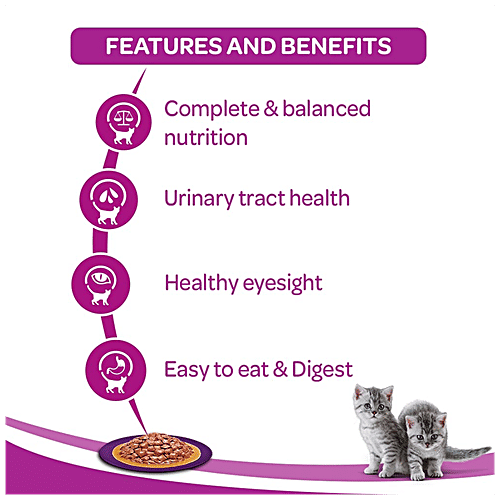 Whiskas Wet Cat Food - Kittens , 2-12 Months, Tuna In Jelly Flavour, Balanced Nutrition, 4 kg (48 packs x 85 g each) Balanced Nutrition
Tuna in Jelly
Healthy Development