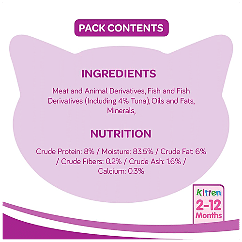 Whiskas Wet Cat Food - Kittens , 2-12 Months, Tuna In Jelly Flavour, Balanced Nutrition, 4 kg (48 packs x 85 g each) Balanced Nutrition
Tuna in Jelly
Healthy Development