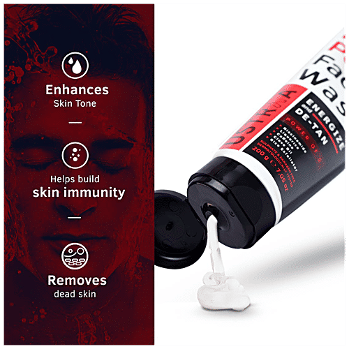 Ustraa Power Face Wash Energise & De-Tan - Dermatologically Tested, With Caffeine & Clove Oil, No Sulphates & Parabens, 200 g  