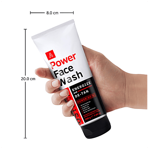 Ustraa Power Face Wash Energise & De-Tan - Dermatologically Tested, With Caffeine & Clove Oil, No Sulphates & Parabens, 200 g  