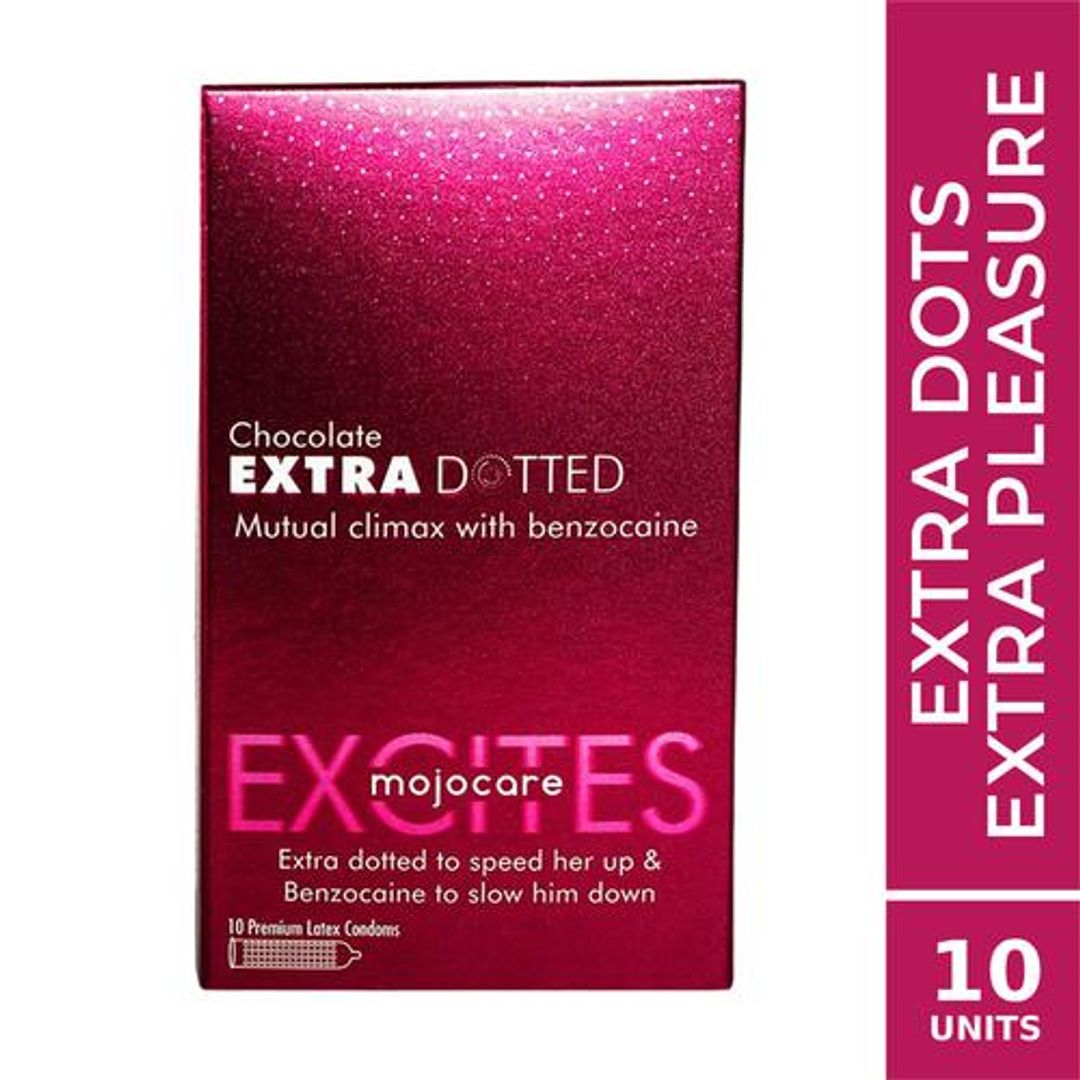Mojocare Excites Extra Dotted Chocolate Flavoured Condoms, 10 pcs 