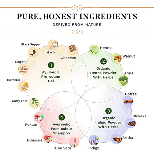 Sesa Natural Hair Colour Kit For High Grey% - Natural Black, 4 Steps, 100% Organic & Ayurvedic, No Ammonia, PPD, Peroxide,, 2 pcs (200 g + 40ml)