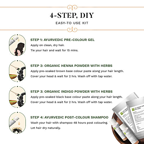 Sesa Natural Hair Colour Kit For High Grey% - Natural Black, 4 Steps, 100% Organic & Ayurvedic, No Ammonia, PPD, Peroxide,, 2 pcs (200 g + 40ml)