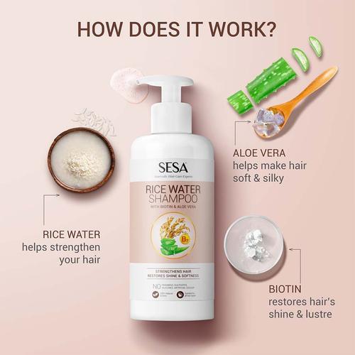 Buy Sesa Rice Water Shampoo With Biotin & Aloe Vera For Soft & Shiny Hair -  No Sulphates, Parabens & Silicones Online at Best Price of Rs 356 -  bigbasket