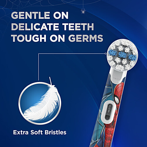 Oral-B Kids Electric Rechargeable Toothbrush - Spider Man, Round Head, Extra Soft Bristles, Age 3+, 1 pc  