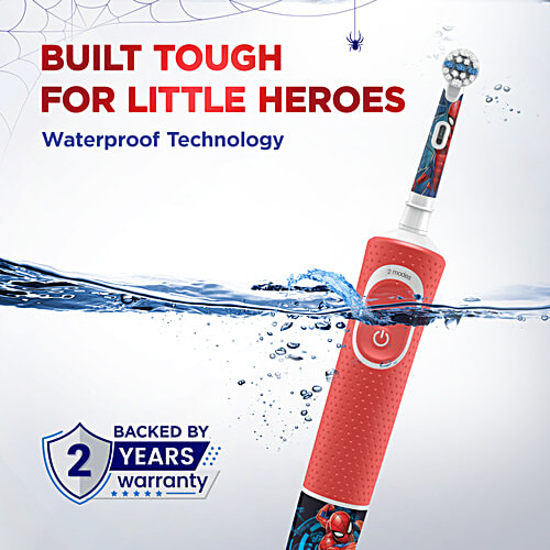 Oral-B Kids Electric Rechargeable Toothbrush - Spider Man, Round Head, Extra Soft Bristles, Age 3+, 1 pc  