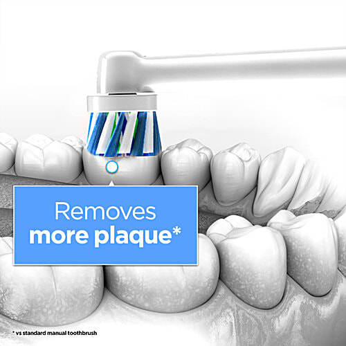 Oral-B Vitality Criss Cross Electric Rechargeable Toothbrush With Travel Case - Replaceable Round Brush Head, 2D Action, Plaque Removal, White, 1 pc  