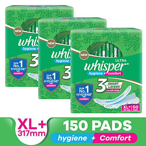 Buy Whisper Ultra Clean Sanitary Pads XL+ Napkins With Dual Action