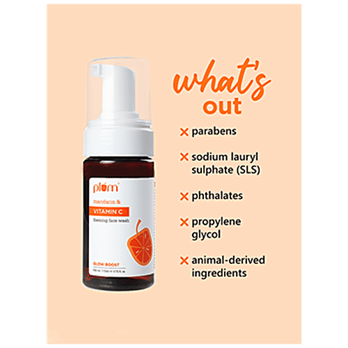 Plum Vitamin C & Mandarin Foaming Face Wash - Gentle, Sulphate Free, For Glowing Skin, 110 ml  