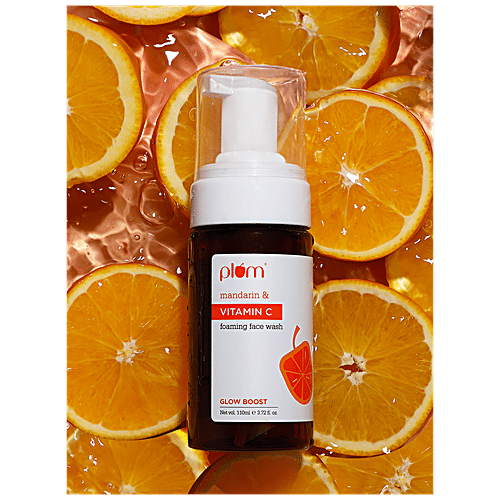 Plum Vitamin C & Mandarin Foaming Face Wash - Gentle, Sulphate Free, For Glowing Skin, 110 ml  