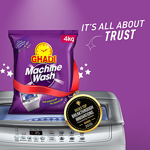 Ghadi Machine Wash Detergent Powder, Lavender Fragrance, Compatible With All Washing Machines, 4 kg  Effortless Cleaning
 Saves Time
 Affordable