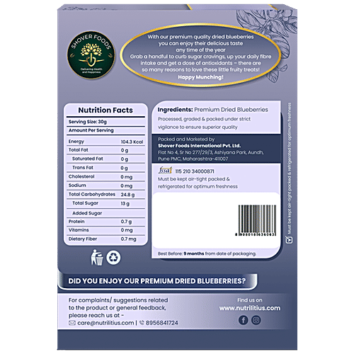 Buy Nutrilitius Dried Blueberries Premium Rich In Vitamin A, C Online