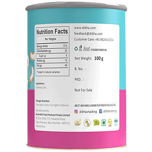 Dibha Salted Cashew - Add To Cereal Breakfast, 100 g  