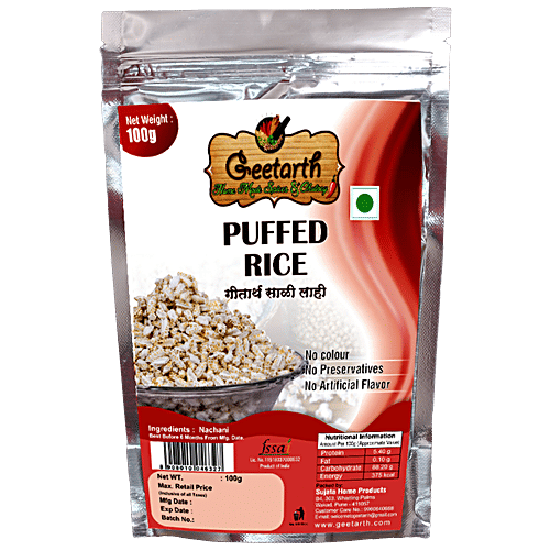 GEETARTH Roasted Rice Puff - Crunchy Healthy Snack, No Preservatives Or Artificial Ingredients, 100 g Pouch 