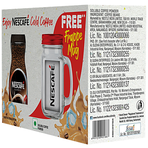 Nescafe Classic Cold Coffee Kit - Rich & Aromatic, Refreshing, Boosts Energy, 100 g (Get Free Frappe Mug Inside)