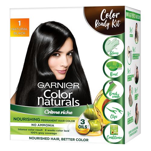 Buy Garnier Color Naturals Creme Riche Hair Colour - With Colouring Tools,  Shade 1 Online at Best Price of Rs 299 - bigbasket