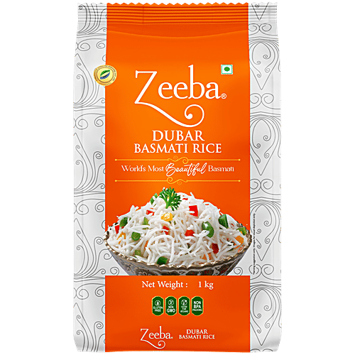 Zeeba Dubar Basmati Rice - Pure Authentic & Delicious Taste, Unique Aroma, 1 kg  
