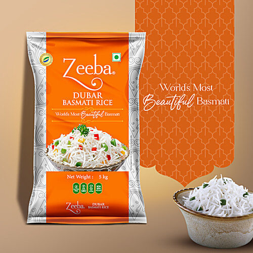 Zeeba Dubar Basmati Rice - Pure Authentic & Delicious Taste, Unique Aroma, 5 kg  