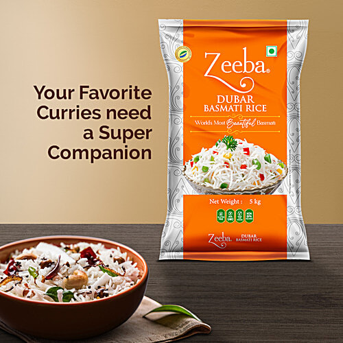 Zeeba Dubar Basmati Rice - Pure Authentic & Delicious Taste, Unique Aroma, 5 kg  