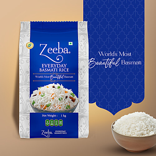 Zeeba Everyday Super Mongra Basmati Rice - Pure Authentic & Delicious Taste, Unique Aroma, 1 kg  